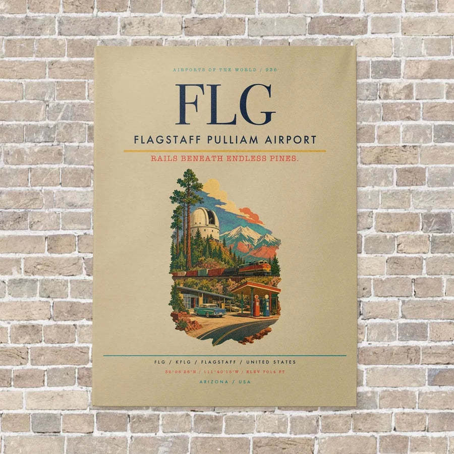 Flagstaff Pulliam Airport FLG vertical canvas print - no frame - beige background