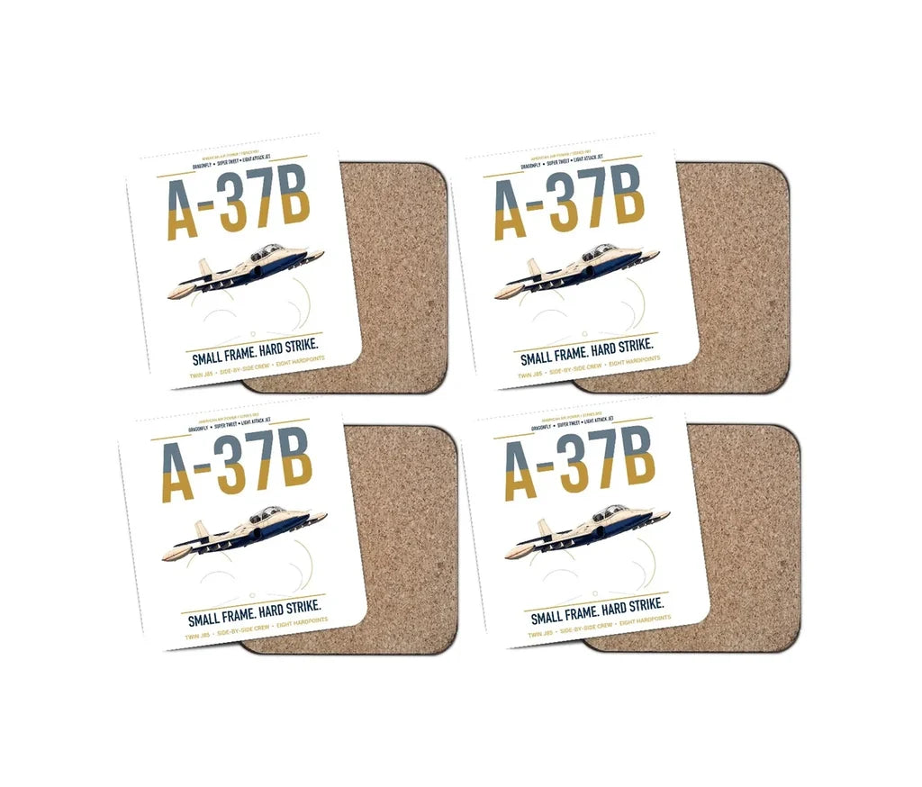 A-37B Dragonfly design on white 4 pieces set coaster