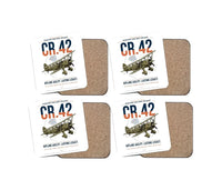 Thumbnail for Fiat CR.42 Falco design on white 4 pieces set coaster