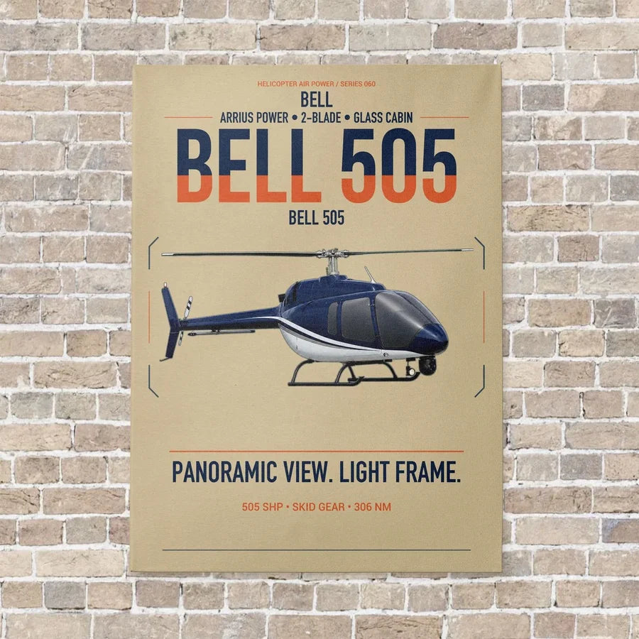 Bell 505 vertical canvas print - no frame - beige background