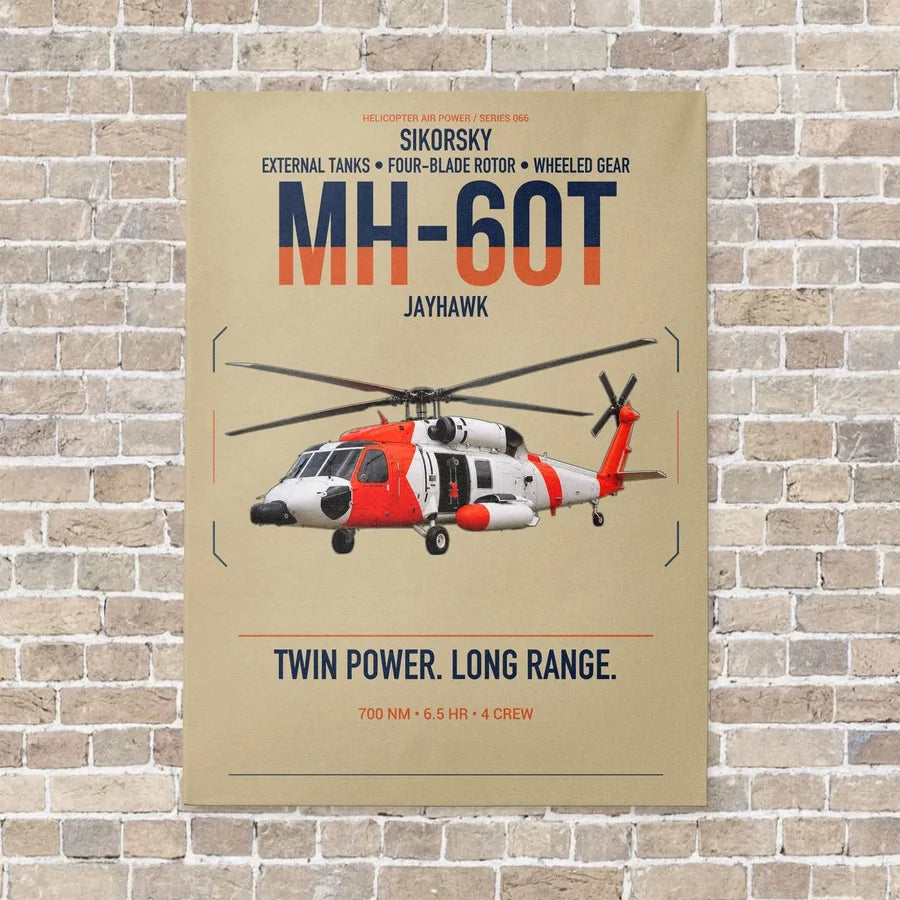 Sikorsky MH-60T Jayhawk vertical canvas print - no frame - beige background