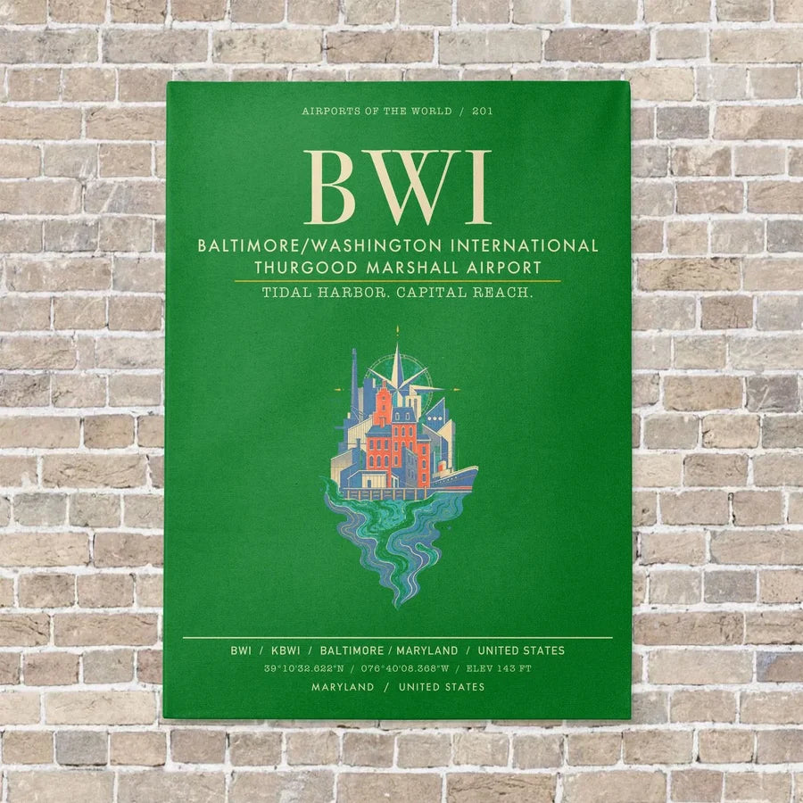 Baltimore-Washington International Thurgood Marshall Airport BWI - Canvas Framed - Green