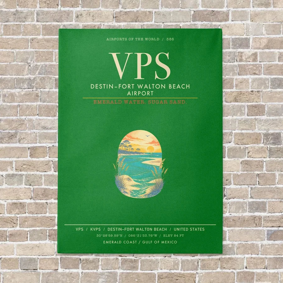 Destin Fort Walton Beach Airport VPS - Canvas Framed - Green