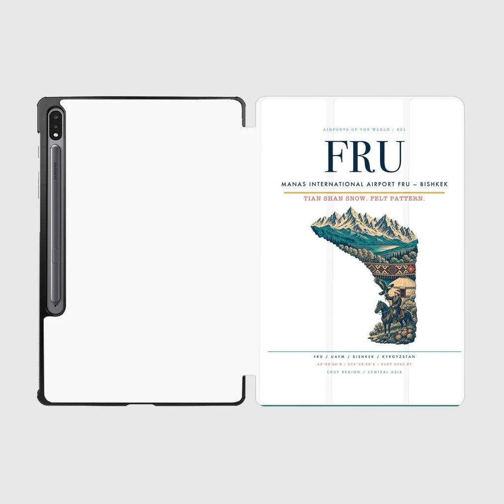 Manas International Airport (FRU) design on white samsung tablet tablet case