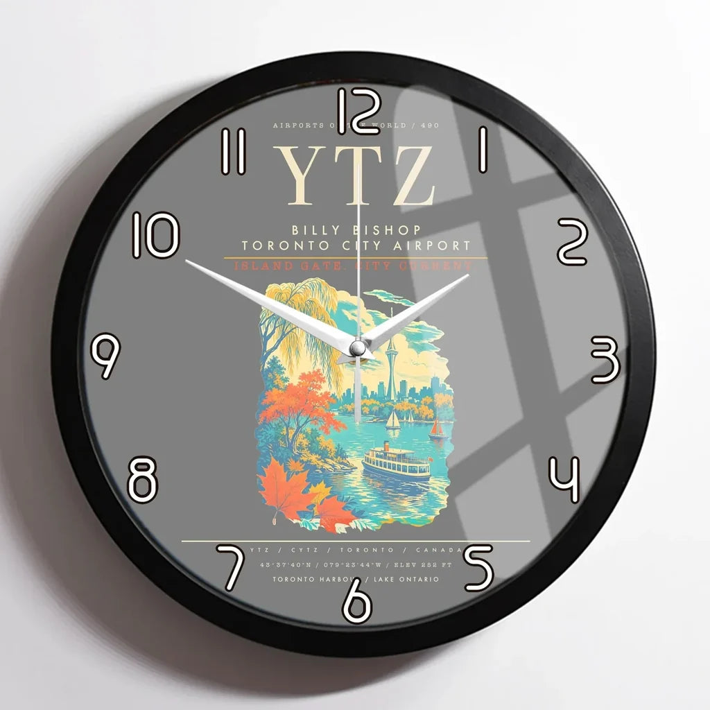 Billy Bishop Toronto City Airport YTZ Wall-Clock Framed - Gray