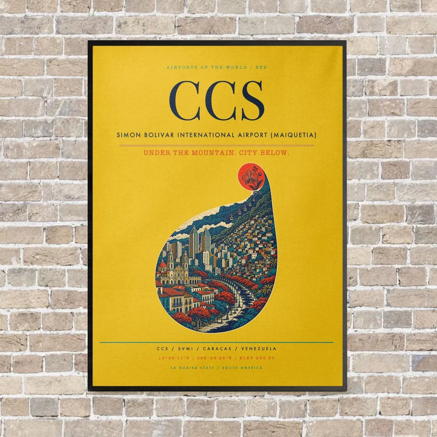 Simon Bolivar International Airport (Maiquetia) CCS - Canvas Framed - Yellow