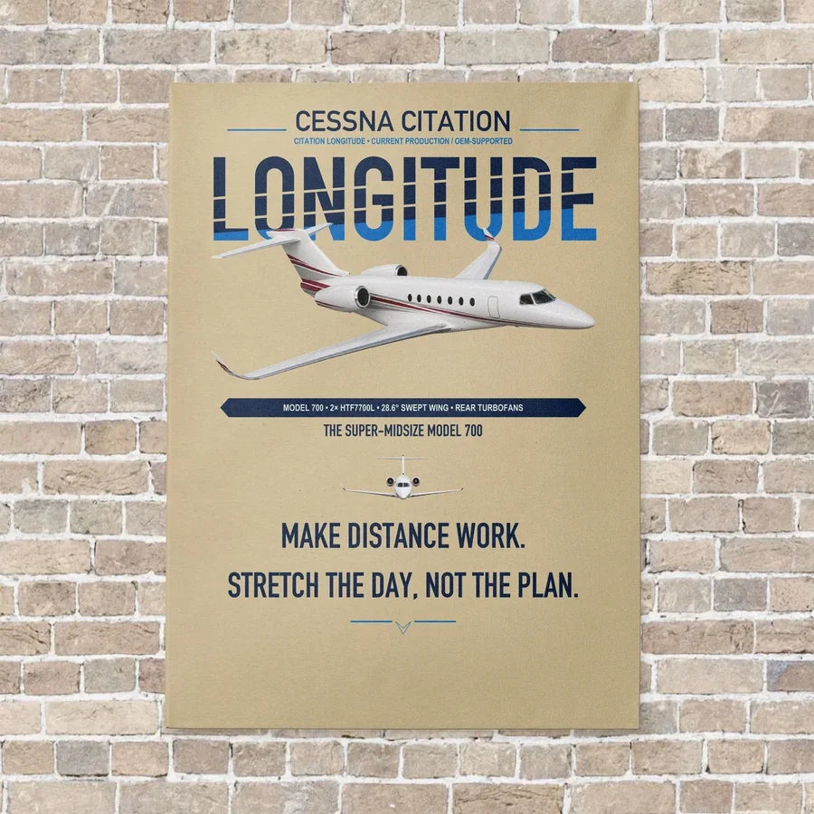 Cessna Citation Longitude vertical canvas print - no frame - beige background