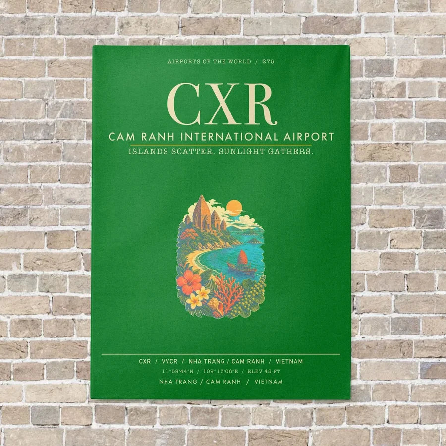 Cam Ranh International Airport Nha Trang CXR - Canvas Framed - Green