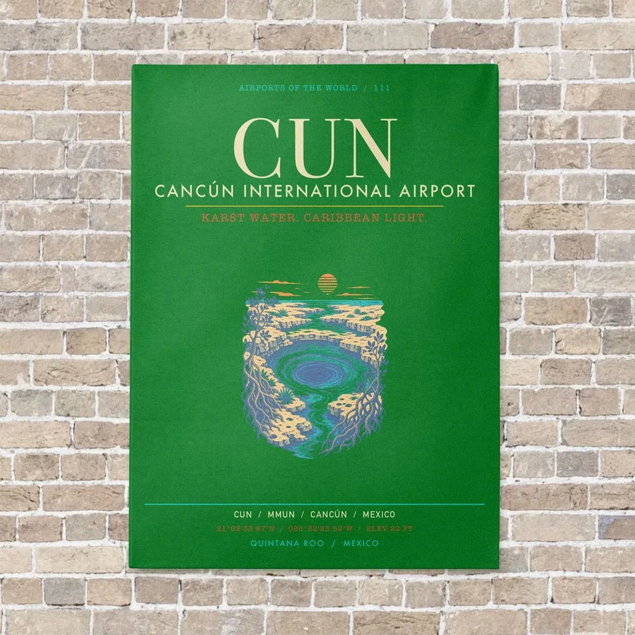 Cancun International Airport CUN - Canvas Framed - Green