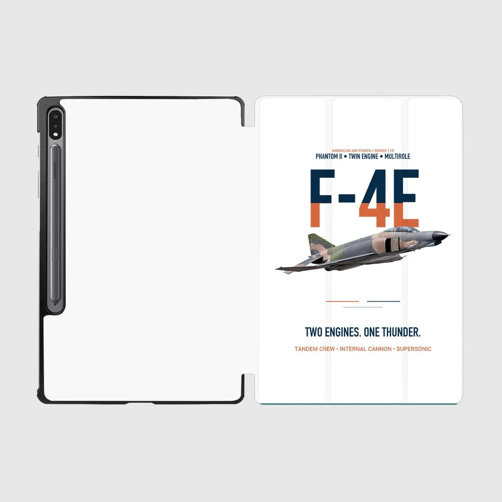 F-4E Phantom II Two Engines One Thunder design on white samsung tablet tablet case