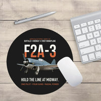Thumbnail for F2A-3 Buffalo Hold the Line at Midway design on black round mouse pad