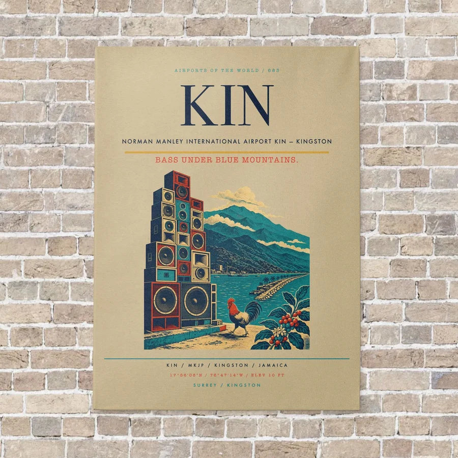 Norman Manley International Airport KIN — Kingston vertical canvas print - no frame - beige background