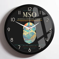 Thumbnail for Missoula Montana Airport (MSO) design on black framed wall clock