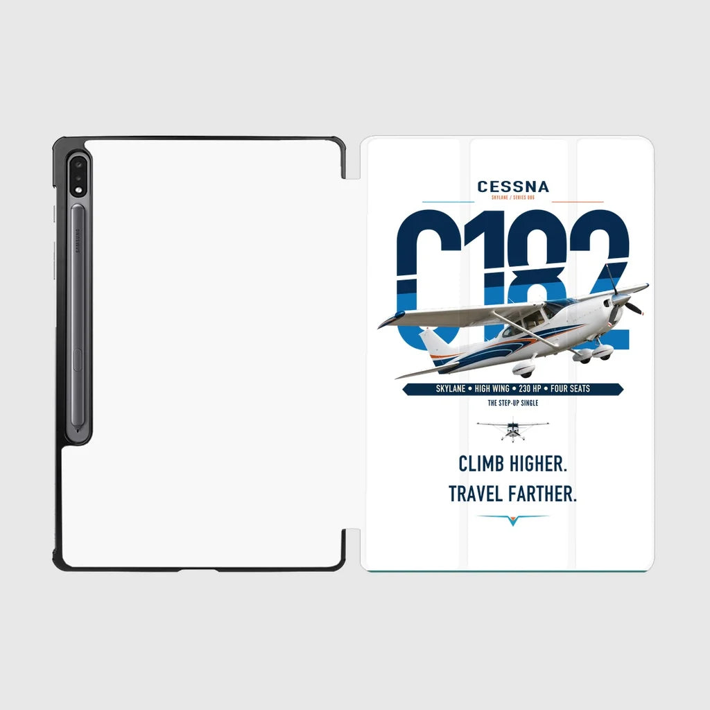 Cessna 182 Skylane design on white samsung tablet tablet case