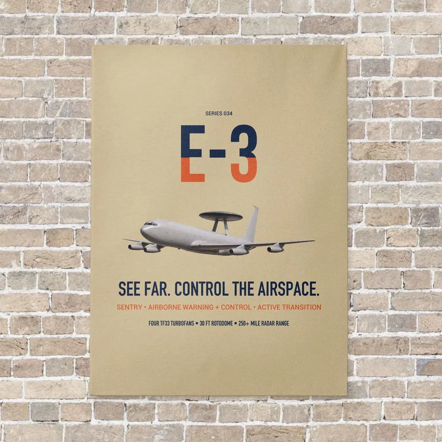 E-3 Sentry AWACS vertical canvas print - no frame - beige background