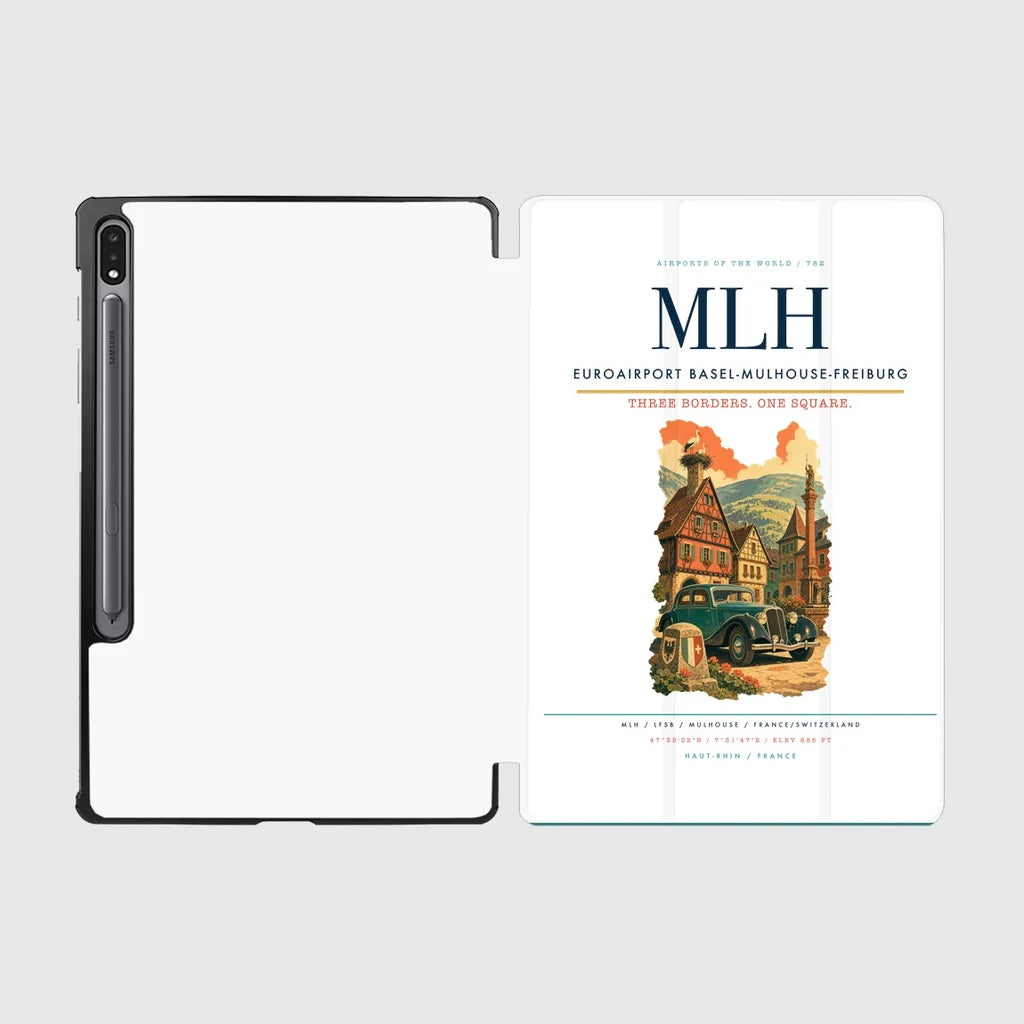 EuroAirport Basel-Mulhouse-Freiburg (MLH) design on white samsung tablet tablet case