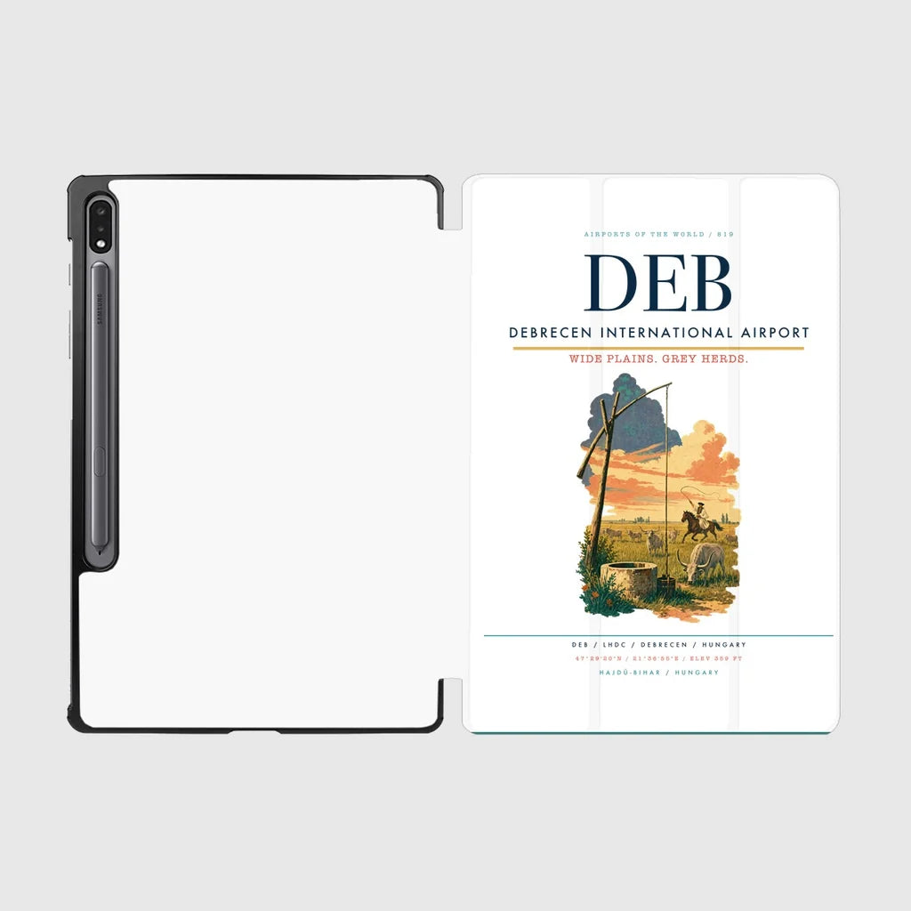 Debrecen International Airport (DEB) design on white samsung tablet tablet case