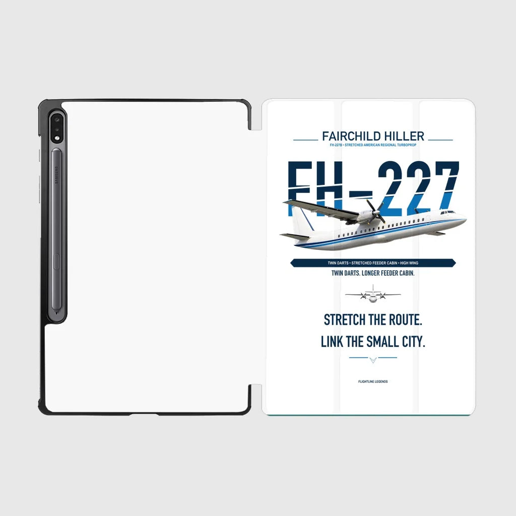 Fairchild Hiller FH-227B design on white samsung tablet tablet case