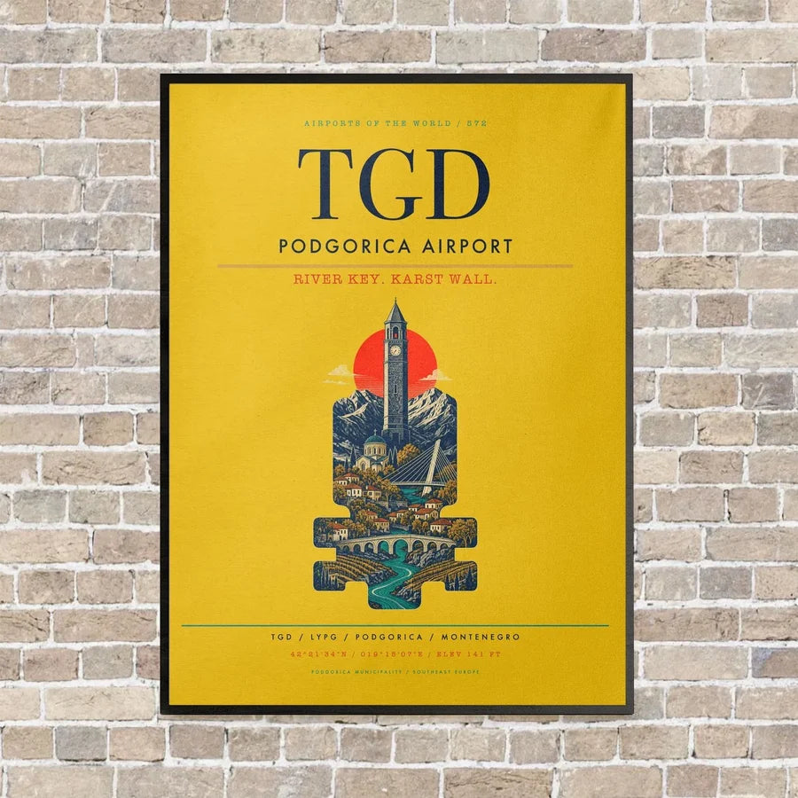 Podgorica Airport TGD - Canvas Framed - Yellow
