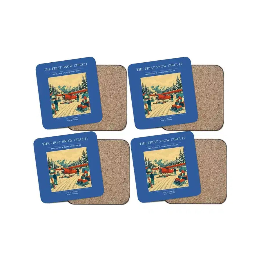 The First Snow Circuit - Designed Coasters design on blue 4-pieces-set