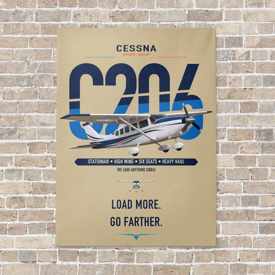Cessna 206 Stationair vertical canvas print - no frame - beige background