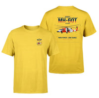 Thumbnail for Sikorsky MH-60T Jayhawk design on yellow t-shirt, double-side print