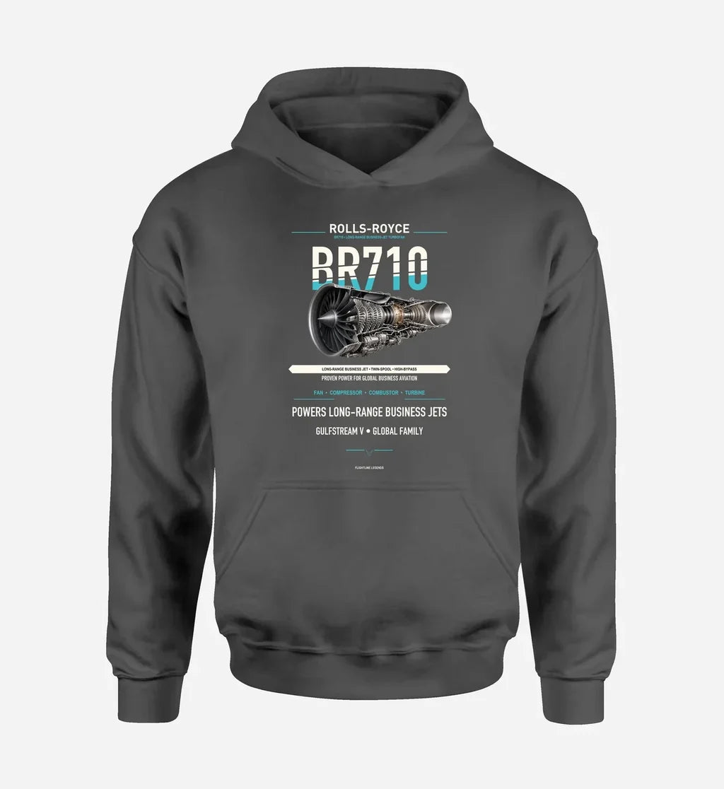 BR710 design on dark gray hoodie single side
