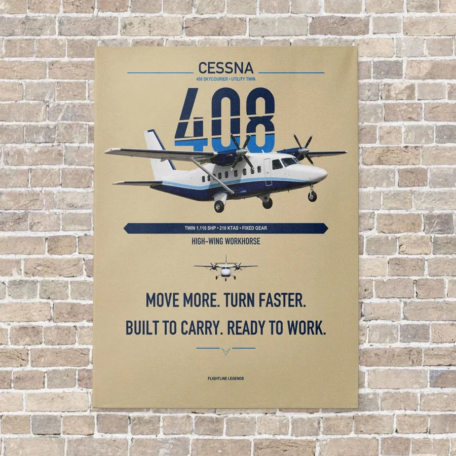 Cessna 408 SkyCourier vertical canvas print - no frame - beige background