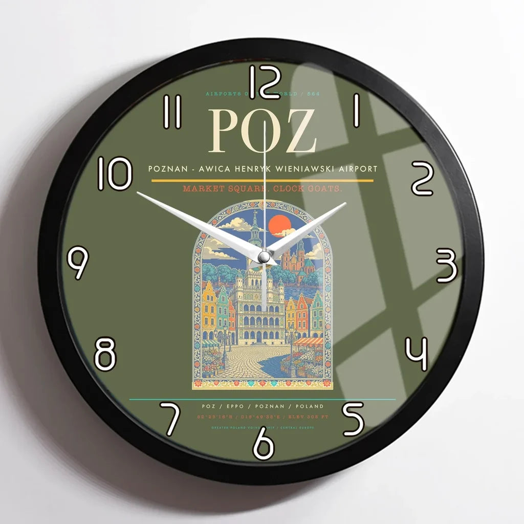 Poznan - awica Henryk Wieniawski Airport POZ Wall-Clock Framed - Green Army