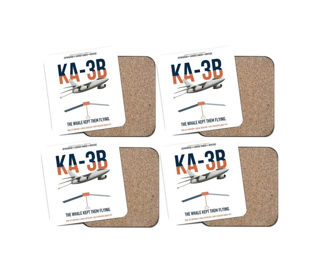 KA-3B Skywarrior design on white 4 pieces set coaster