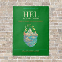 Thumbnail for Helsinki Airport HEL - Canvas Framed - Green