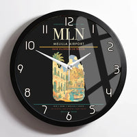 Thumbnail for Melilla Airport (MLN) design on black framed wall clock