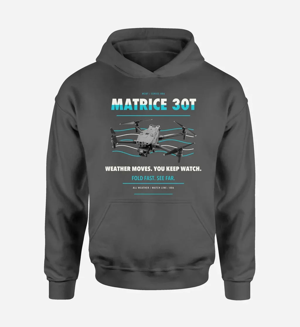 DJI Matrice 30T design on dark gray hoodie single side