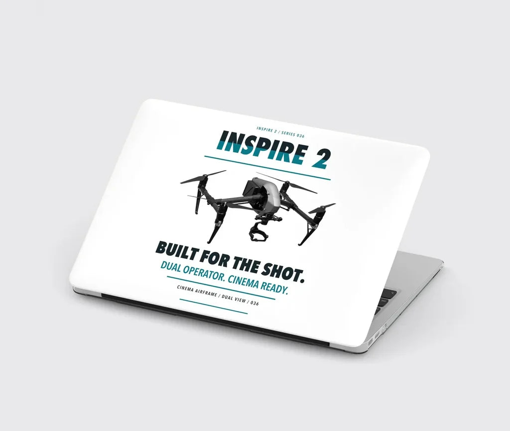 DJI Inspire 2 design on white MacBook case