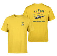 Thumbnail for Bell 412EPI design on yellow t-shirt, double-side print