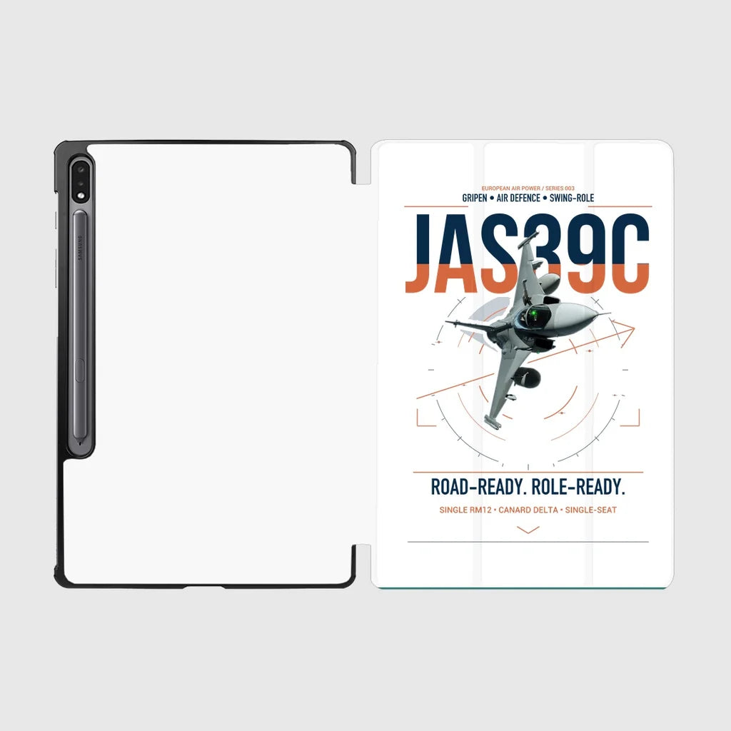Saab JAS 39C Gripen design on white samsung tablet tablet case