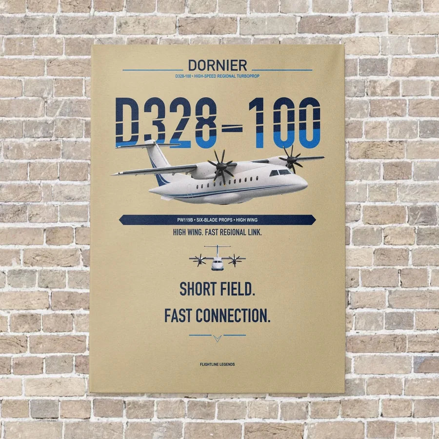 Dornier D328-100 vertical canvas print - no frame - beige background