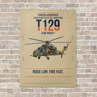 Thumbnail for Turkish Aerospace T129 ATAK Phase 2 vertical canvas print - no frame - beige background