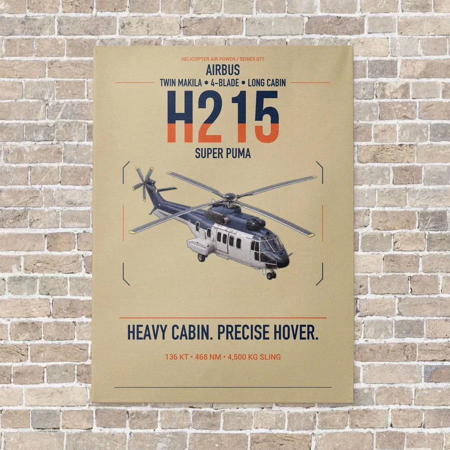 Airbus H215 vertical canvas print - no frame - beige background