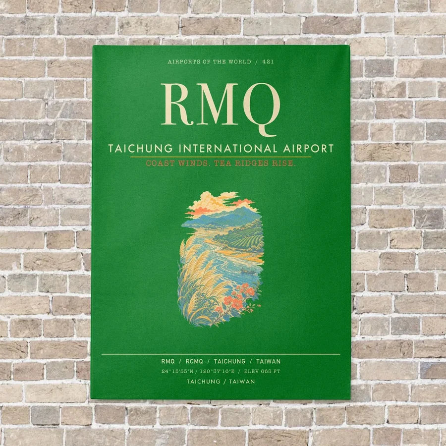 Taichung International Airport RMQ - Canvas Framed - Green