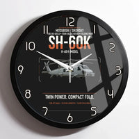 Thumbnail for Mitsubishi Sikorsky SH-60K design on black framed wall clock