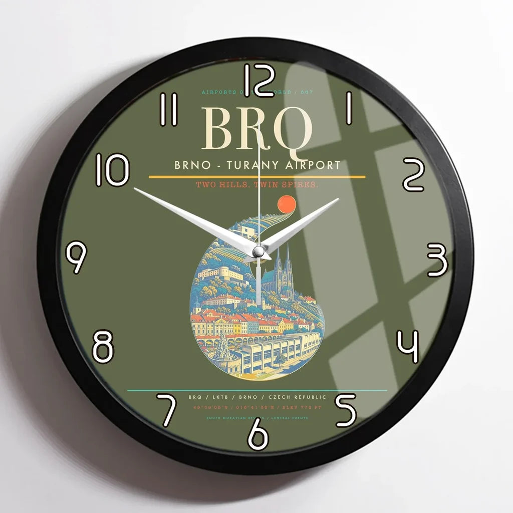 Brno - Turany Airport BRQ Wall-Clock Framed - Green Army