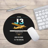 Thumbnail for Piper J-3 Cub design on black round mouse pad