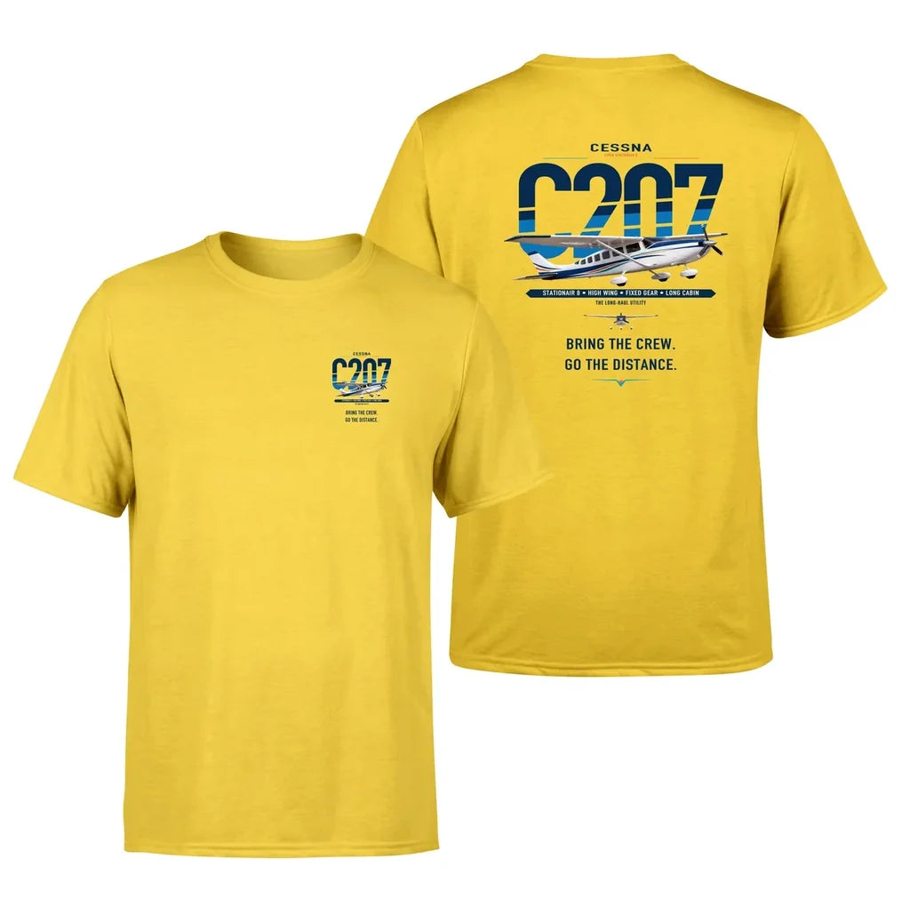 Cessna T207A Stationair 8 design on yellow t-shirt, double-side print