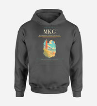 Thumbnail for Muskegon County Airport (MKG) design on dark gray hoodie single-side print