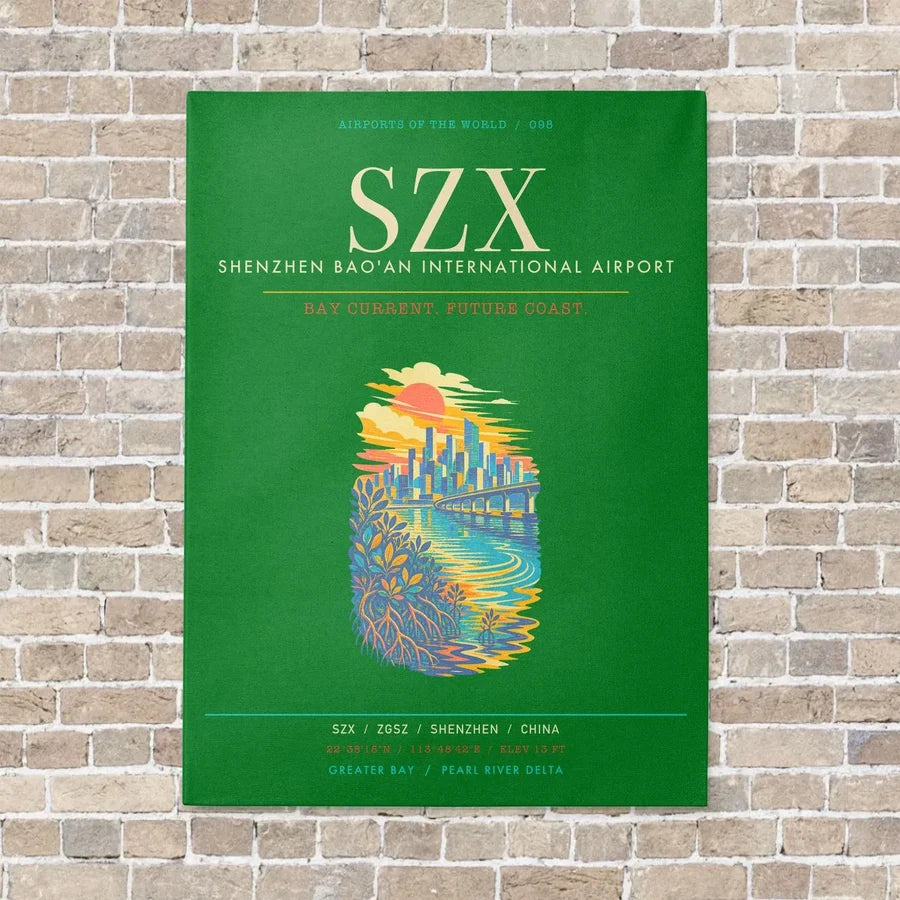 Shenzhen Bao'an International Airport SZX - Canvas Framed - Green