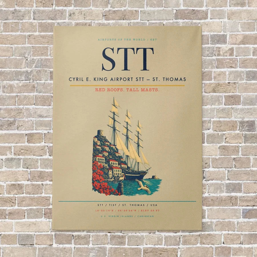 Cyril E. King Airport STT — St. Thomas vertical canvas print - no frame - beige background