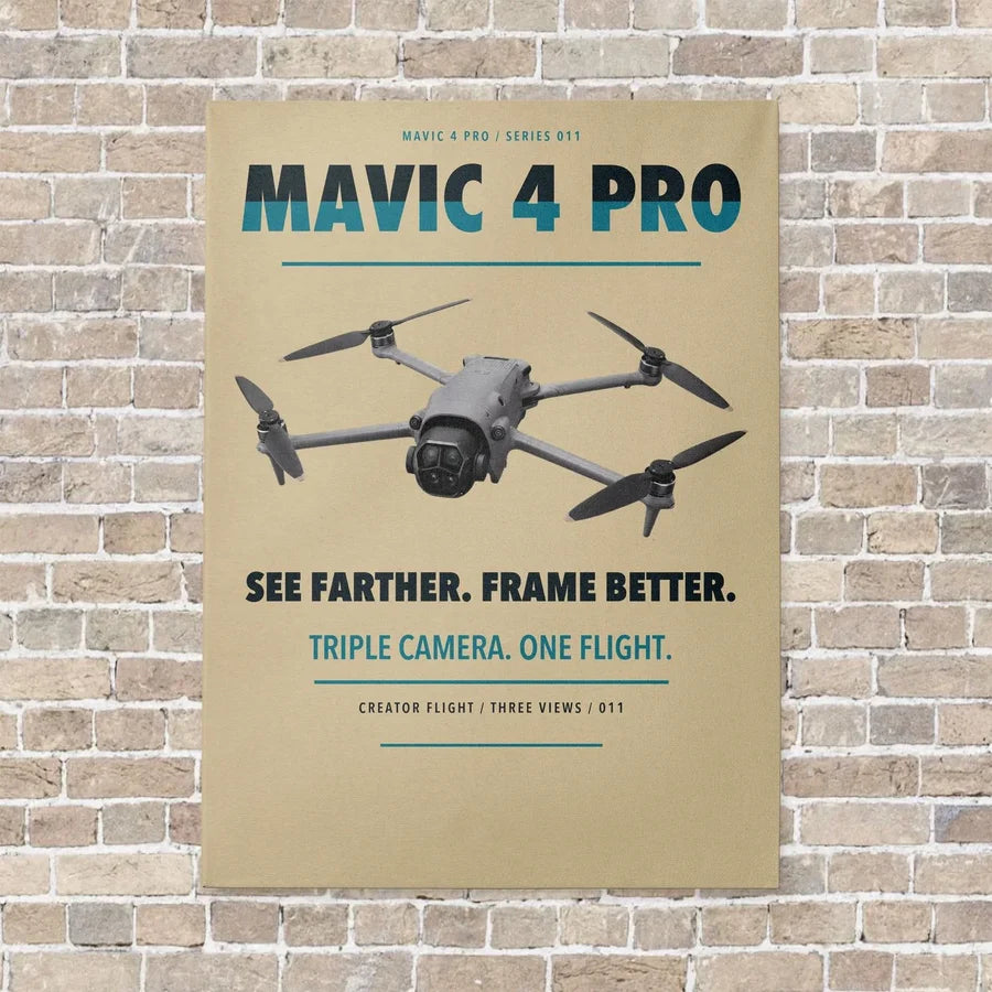 DJI Mavic 4 Pro vertical canvas print - no frame - beige background