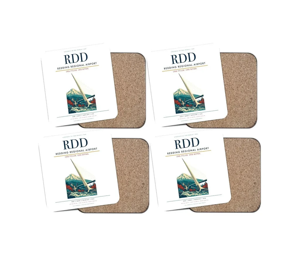 Redding Regional Airport (RDD) design on white 4 pieces set coaster