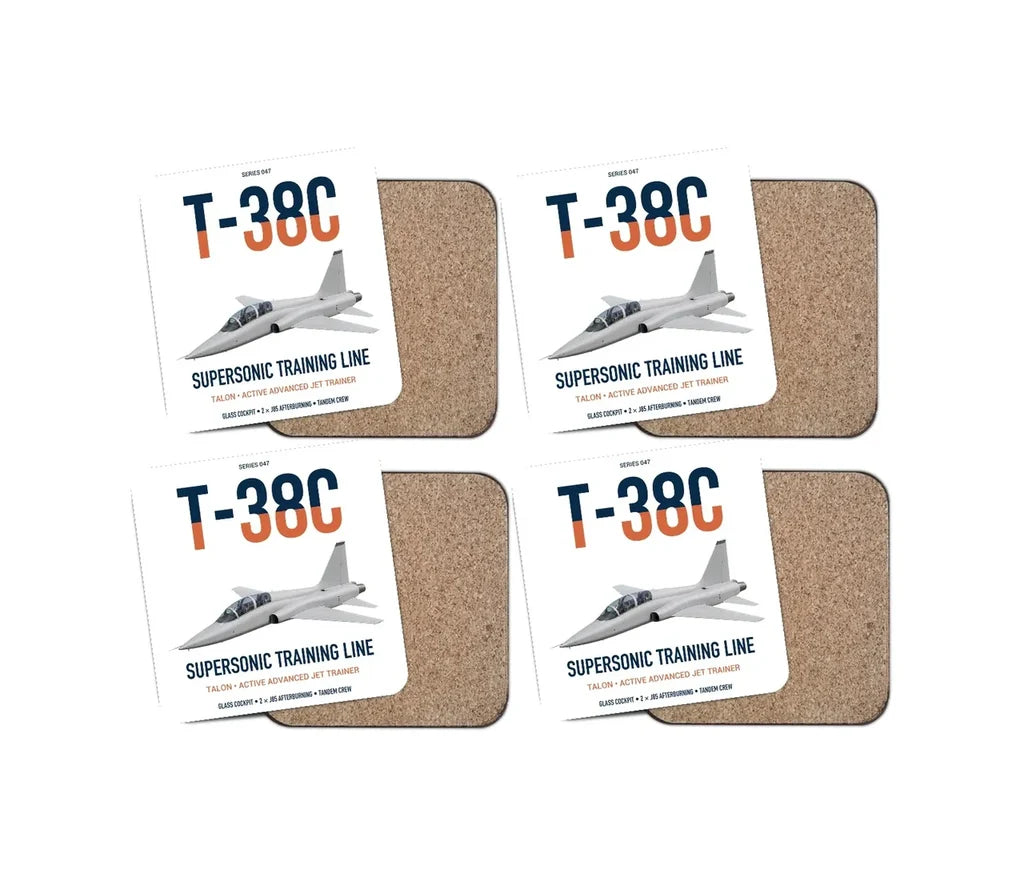 T-38C Talon design on white 4 pieces set coaster